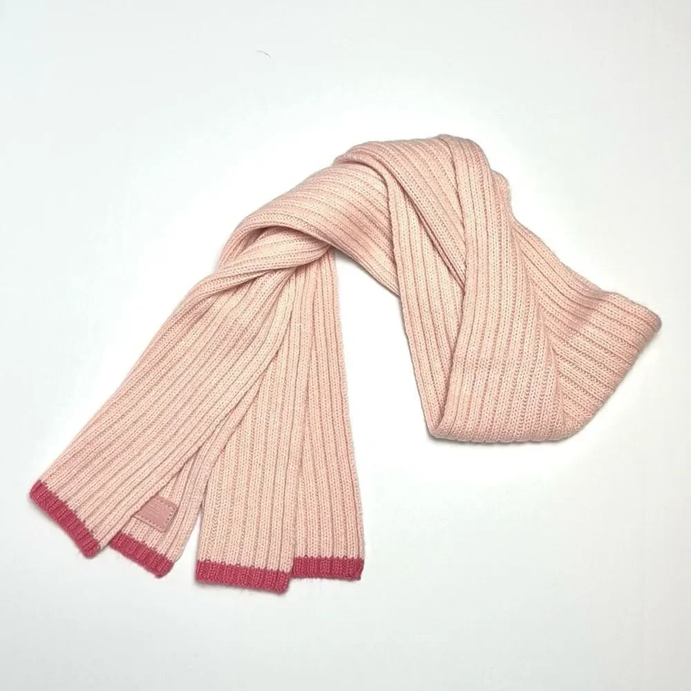 NWOT COACH Scarf Wool Rayon Angora Cashmere Blend Pink Rib Knit